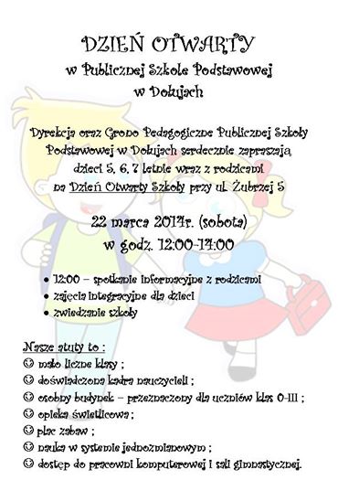 Materiał ilustracyjny: Dzień Otwarty Szkoły 22.03.14.