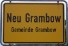Żółta tablica z nazwą miejscowości Neu Grambow.