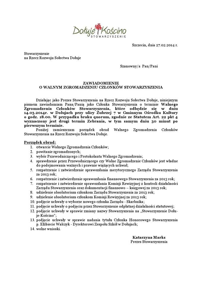 Materiał ilustracyjny: Walne Zgromadzenie 14.03.2014