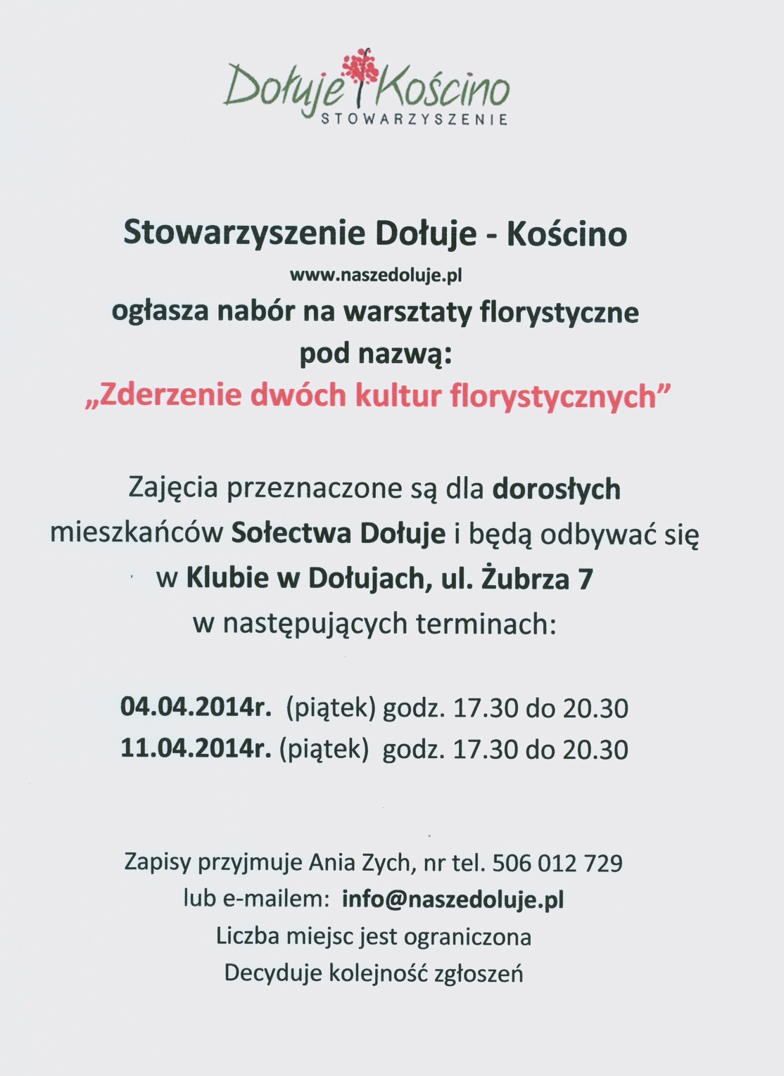 Materiał ilustracyjny: Nowe warsztaty florystyka 04.04.2014 — 11.04.2014